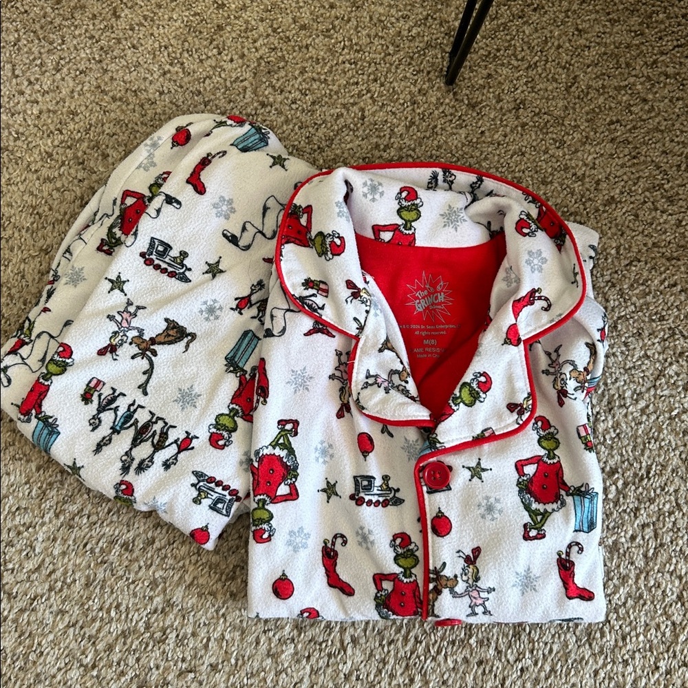Dr. Seuss, the Grinch kid size 8 Christmas pajamas